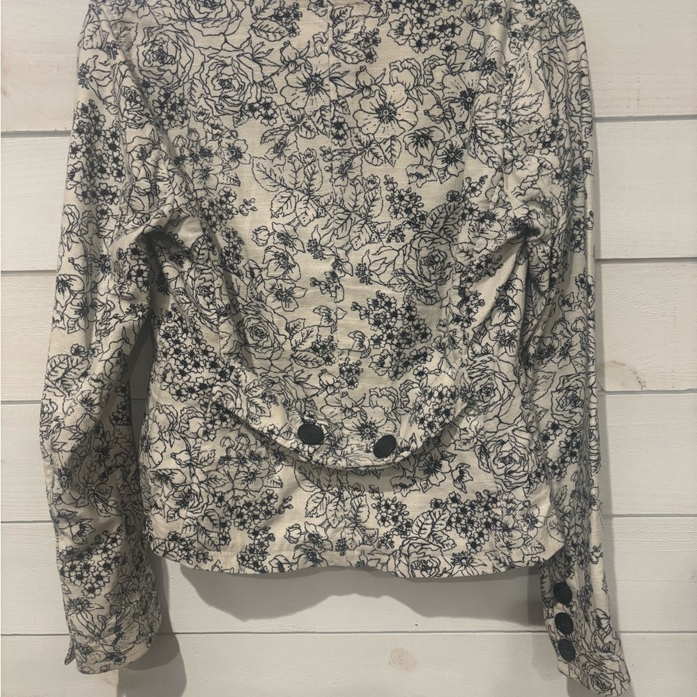 Banana Republic Sz Small Cottagecore Floral Blazer Linen/Cotton Jacket - Picture 3 of 13